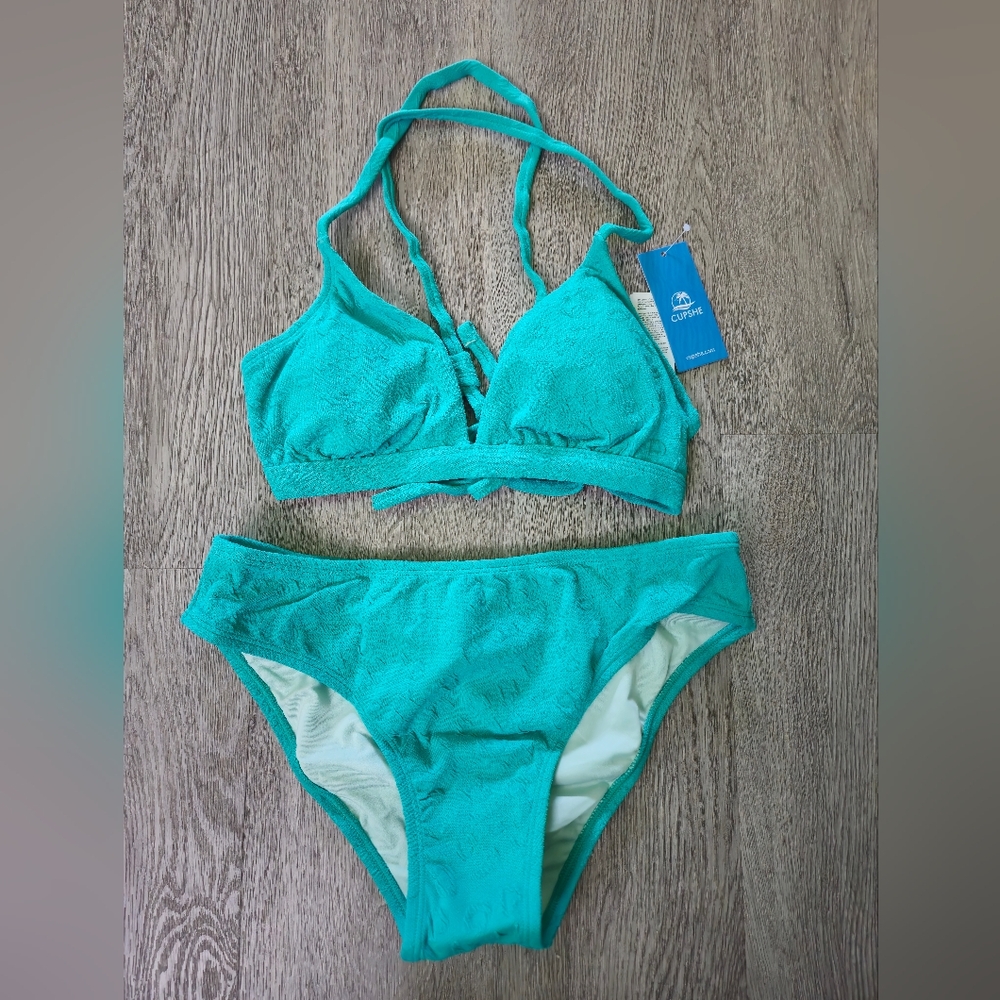 Cupshe Aqua Halter Bikini Set - Size S
